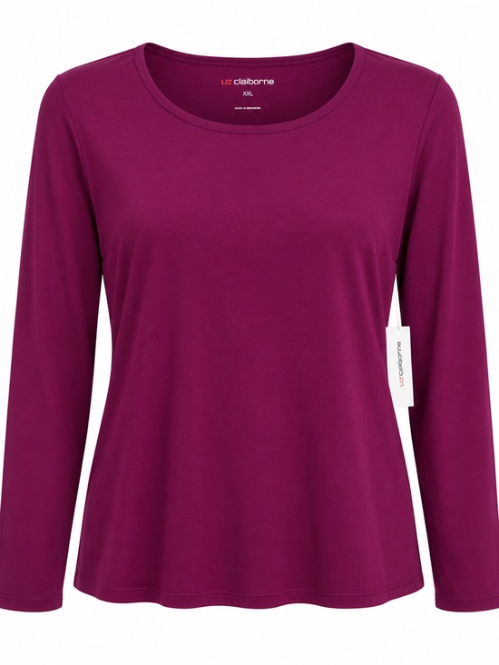 Liz Claiborne Tops - Liz Claiborne Woman’s Berry Fuchsia Plum Long Sleeve 100% Cotton XXL NWT 🩷🎁🩷